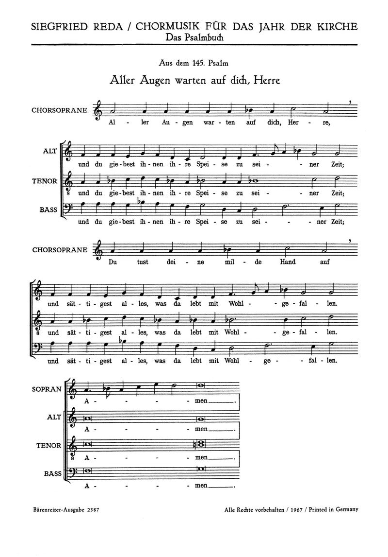 Aller Augen warten auf dich (Psalm 145) - Danket dem Herrn (Psalm 106) - Befiehl dem Herrn deine Wege (Psalm 37)