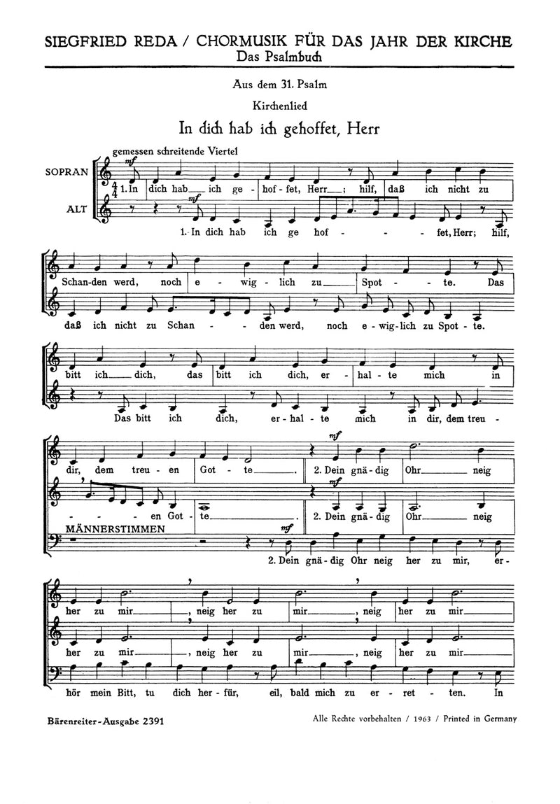 Psalm 31 In dich hab ich gehoffet, Herr