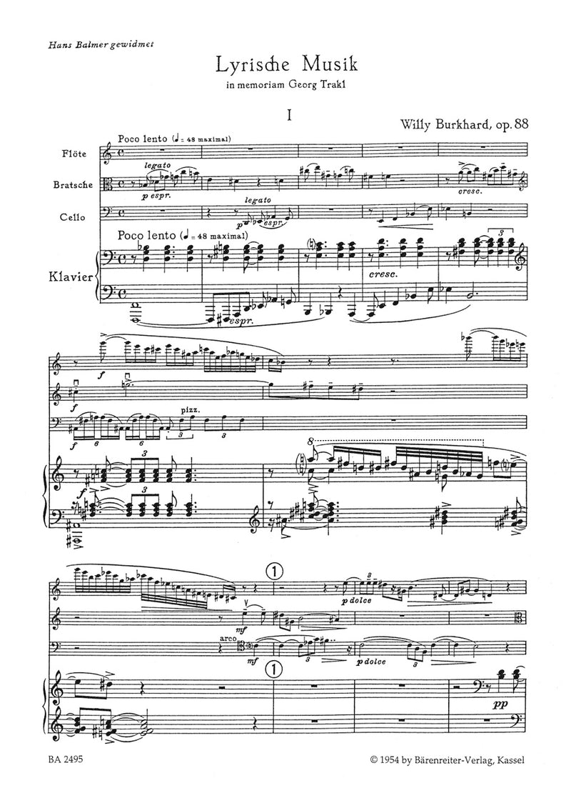 Lyrische Musik in memoriam Georg Trakl op. 88 (1949/1951)