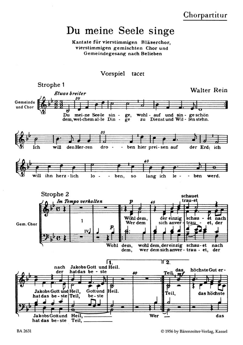 Du meine Seele, singe [合唱楽譜]