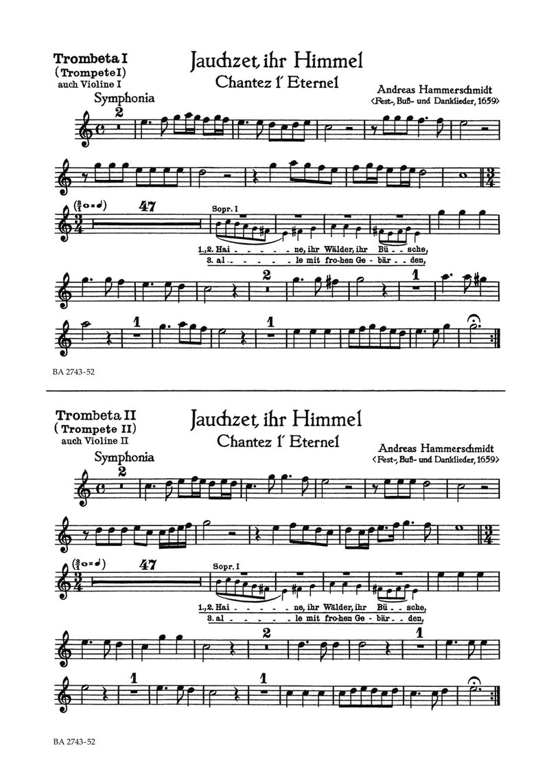 Jauchzet, ihr Himmel - Chantez l'Eternel [Trumpet/Violin (2) part]