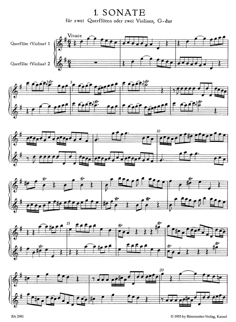 Six Canonic Sonatas for Two Violins (or Two Flutes) op. 5 TWV 40: 118-120 (1738), vol. 1