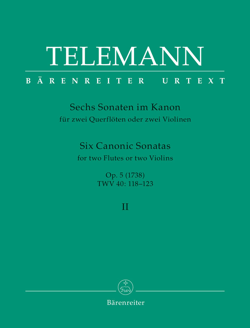 Six Canonic Sonatas for Two Violins (or Two Flutes) op. 5 TWV 40: 118-120 (1738), vol. 2