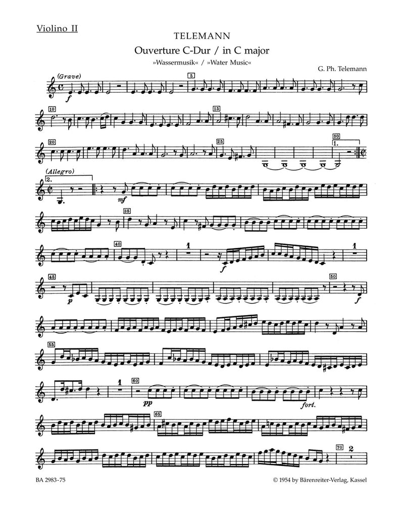 Ouverture Wassermusik TWV 55:C3 [violin 2 part]