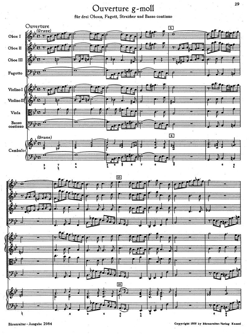 Ouverture für drei Oboen, Fagott, Streicher und Basso continuo TWV 55:g4 [score]