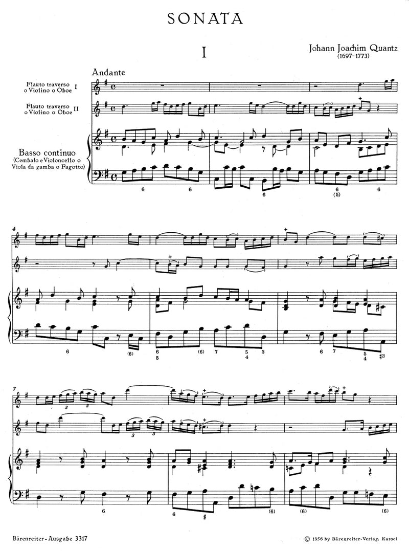 Trio Sonata for two Flutes and Basso continuo G major