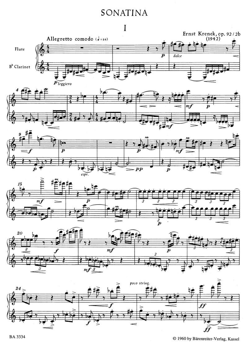Sonatina für Flöte und Klarinette in B op. 92 / 2b (1942)