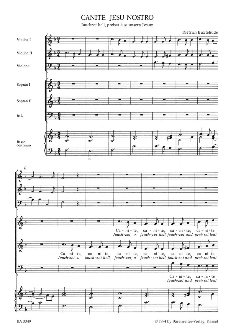 Canite Jesu nostro BuxWV 11 [score & parts]