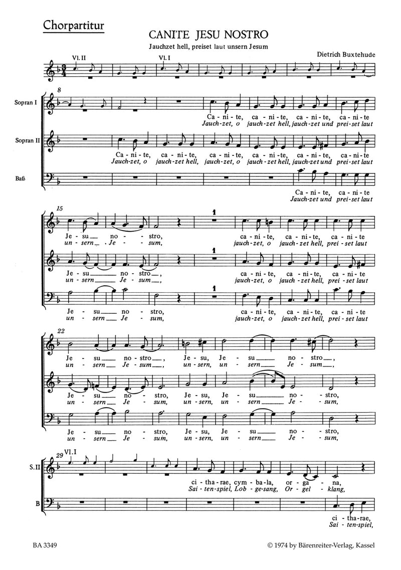 Canite Jesu nostro BuxWV 11 [choral score]