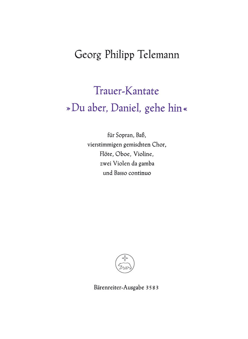 Du aber, Daniel, gehe hin [score]