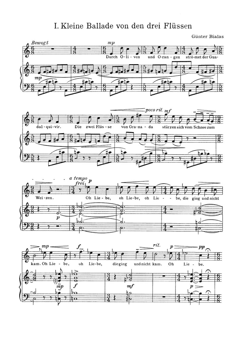 Lieder und Balladen nach Gedichten von Federicio Garcia Lorca für Sopran und Klavier (1957)