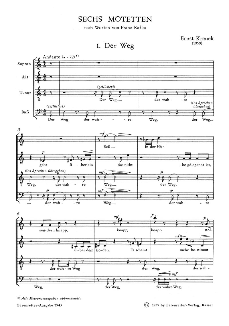 six Motetten op. 169 (1959)