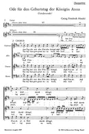 Ode for the Birthday of Queen Anne HWV 74 [合唱楽譜]