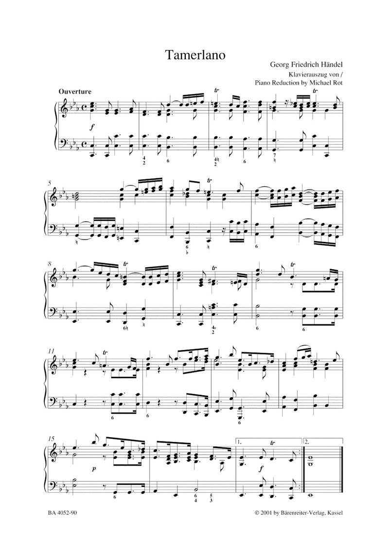 Tamerlano HWV 18 （ヴォーカル・スコア）