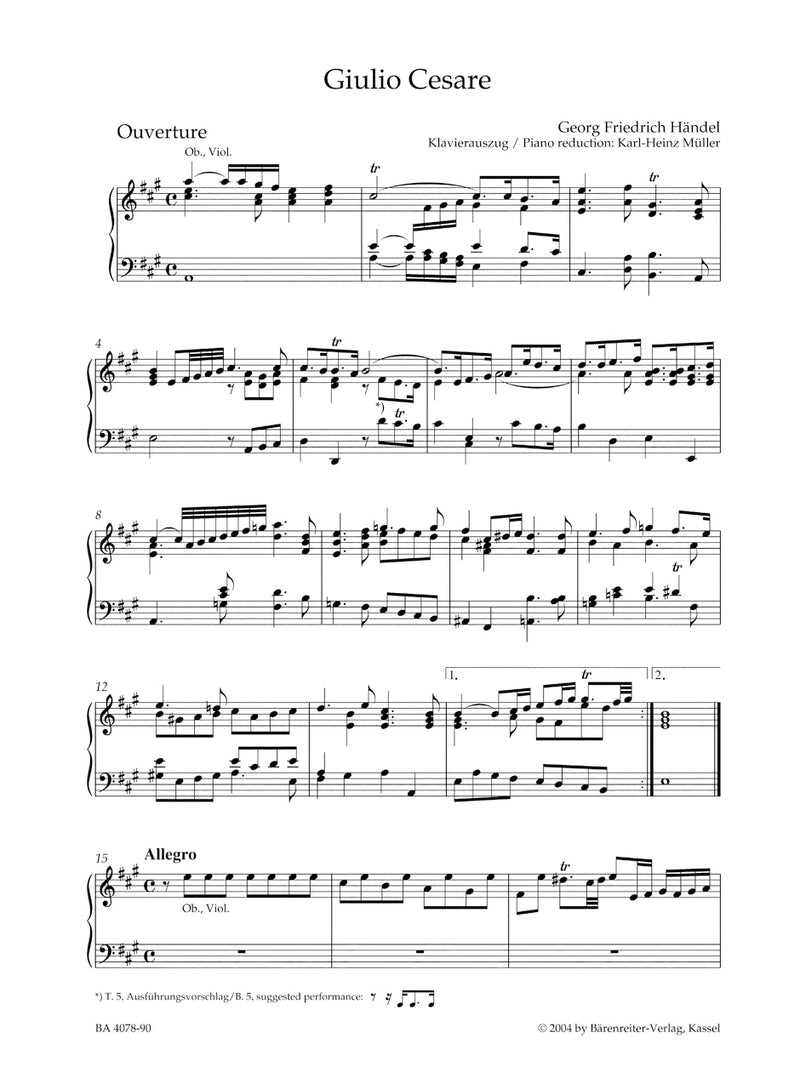 Giulio Cesare in Egitto HWV 17 （ヴォーカル・スコア）