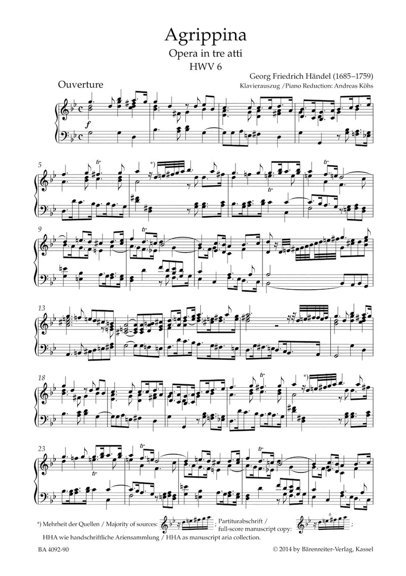 Agrippina HWV 6 （ヴォーカル・スコア）
