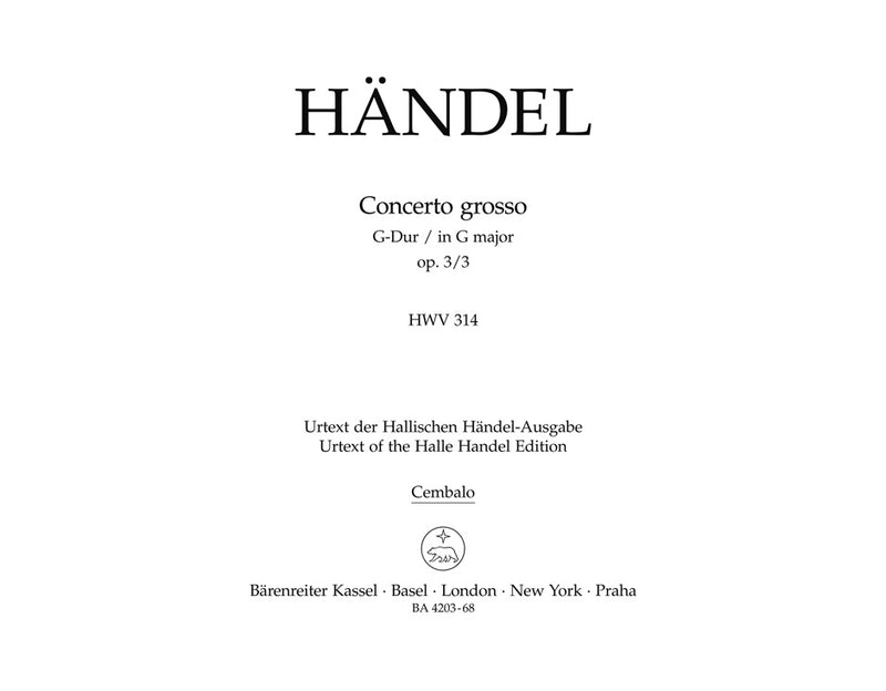 Concerto grosso G-Dur op. 3/3 HWV 314 [harpsichord part]