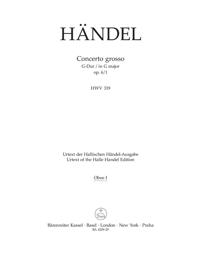 Concerto grosso G-Dur op. 6/1 HWV 319 [oboe 1 part]