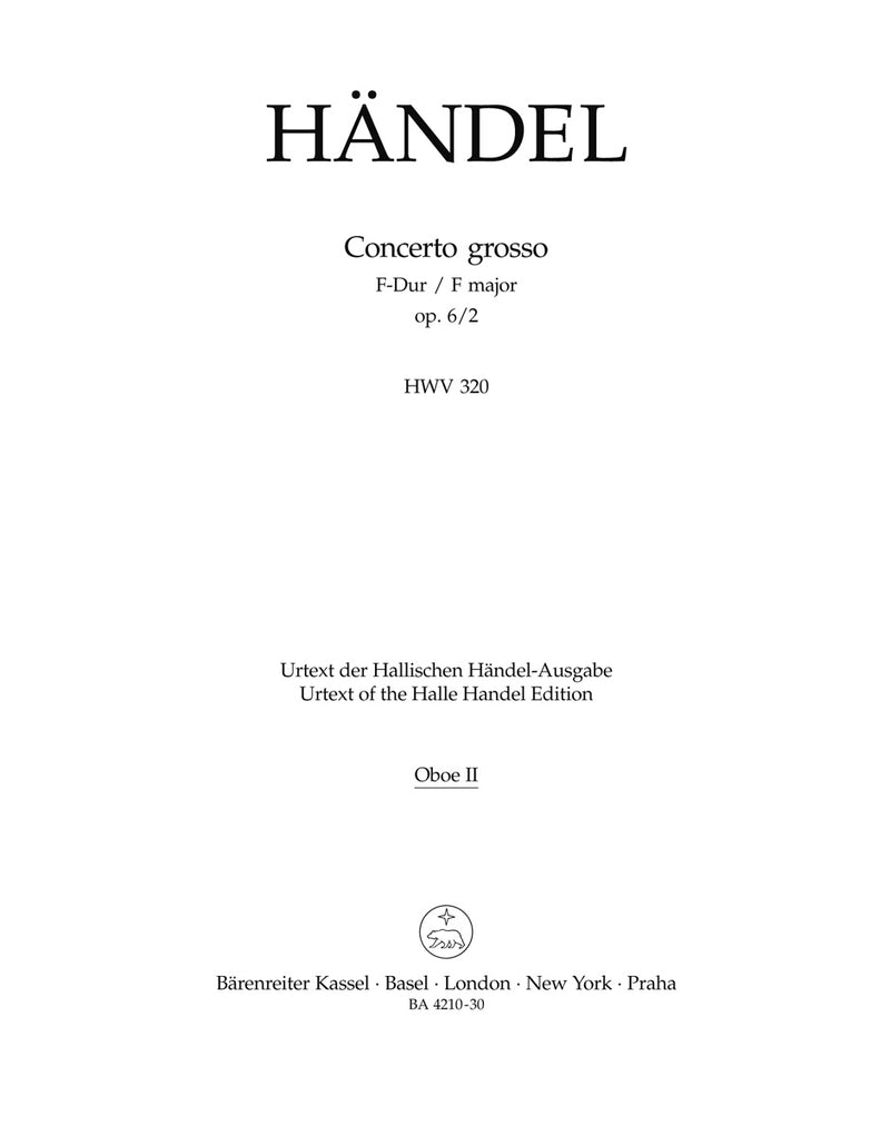 Concerto grosso F-Dur op. 6/2 HWV 320 [oboe 2 part]