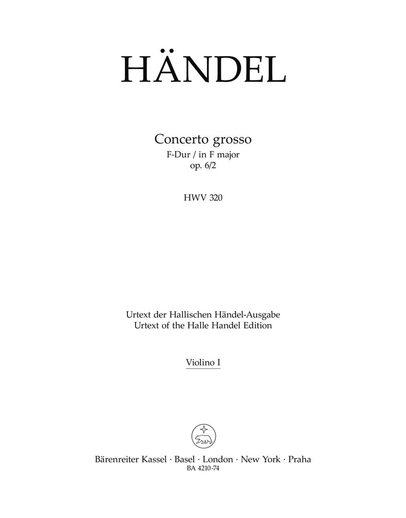 Concerto grosso F-Dur op. 6/2 HWV 320 [violin solo/Tutti1 part]