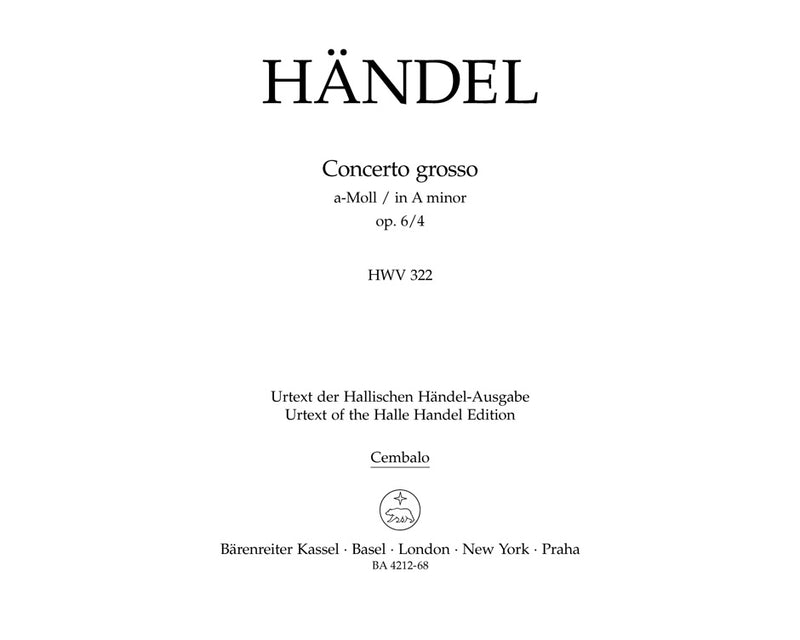 Concerto grosso a-Moll op. 6/4 HWV 322 [harpsichord part]