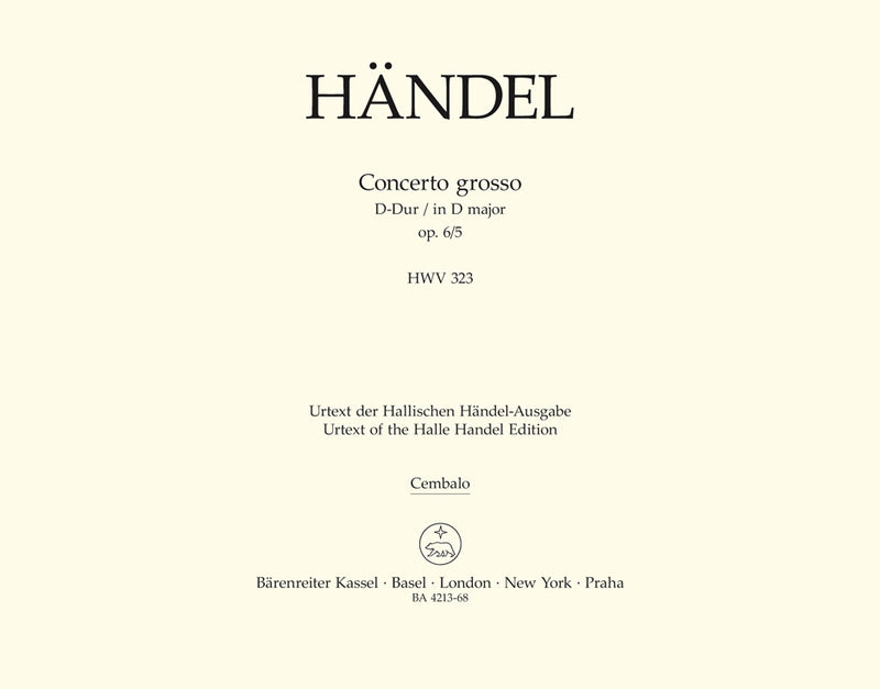Concerto grosso D-Dur op. 6/5 HWV 323 [harpsichord part]