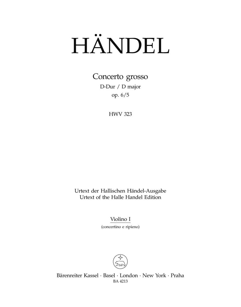 Concerto grosso D-Dur op. 6/5 HWV 323 [violin solo/Tutti1 part]