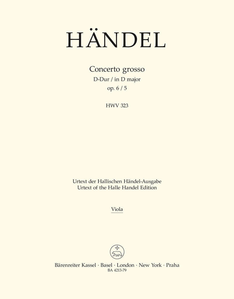 Concerto grosso D-Dur op. 6/5 HWV 323 [viola part]