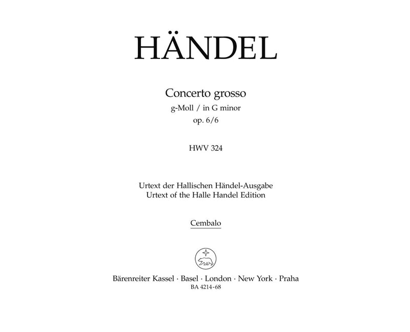 Concerto grosso g-Moll op. 6/6 HWV 324 [harpsichord(harpsichord-solo) part]