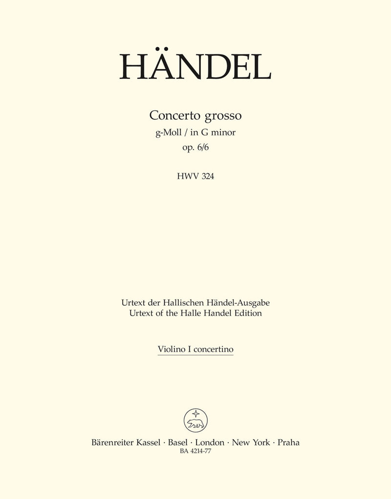 Concerto grosso g-Moll op. 6/6 HWV 324 [violin solo1 part]