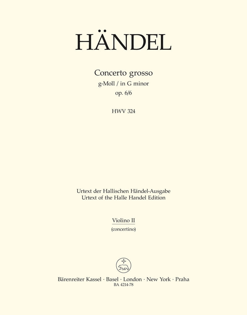 Concerto grosso g-Moll op. 6/6 HWV 324 [violin solo2 part]
