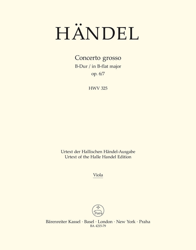 Concerto grosso B-Dur op. 6/7 HWV 325 [viola part]