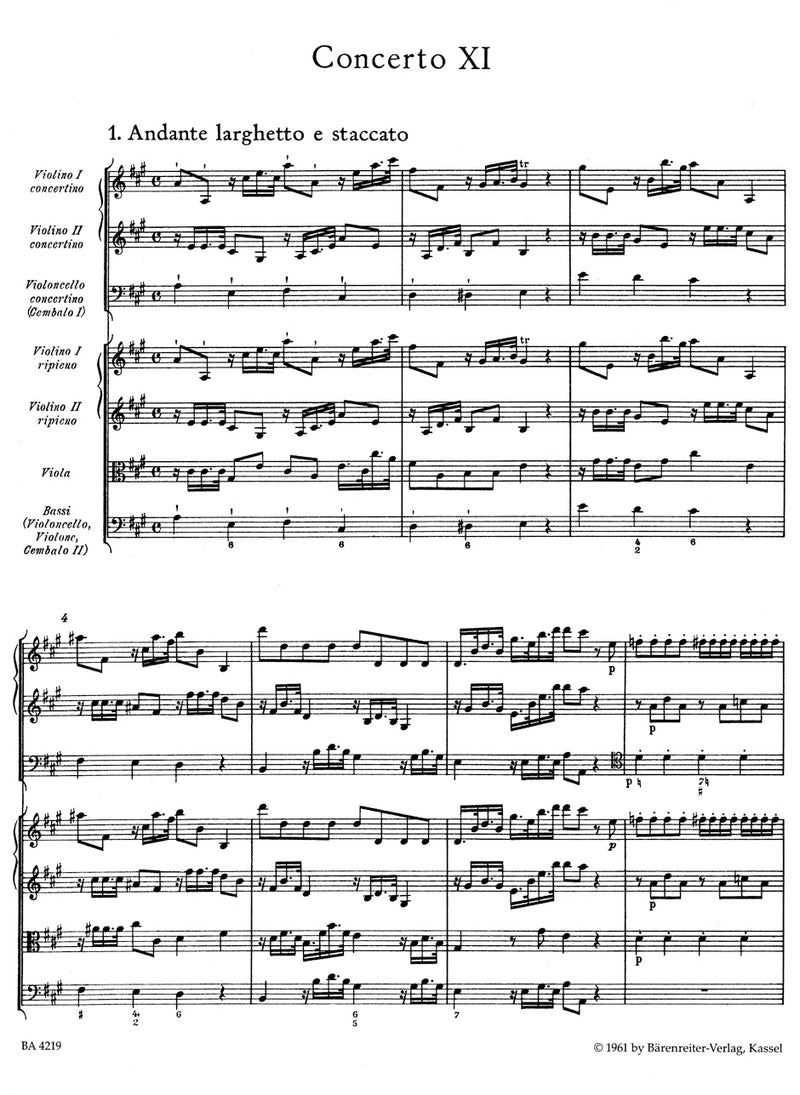 Concerto grosso A major op. 6/11 HWV 329 [score]
