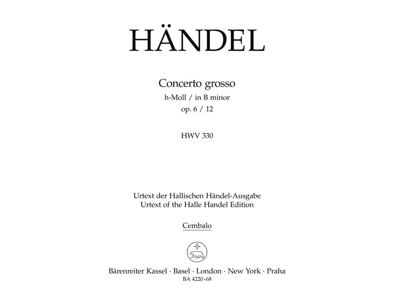 Concerto grosso h-Moll op. 6/12 HWV 330 [harpsichord part]