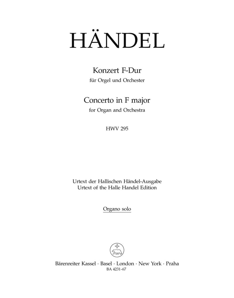 Concerto for organ and orchestra Nr. 13 F major HWV 295 "The Cuckoo and the Nightingale" [Organ solo part]