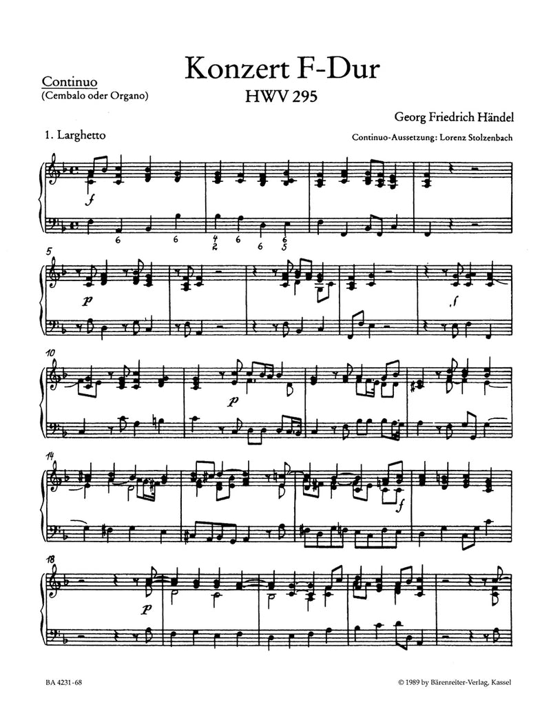 Concerto for organ and orchestra Nr. 13 F major HWV 295 "The Cuckoo and the Nightingale" [Harpsichord part]