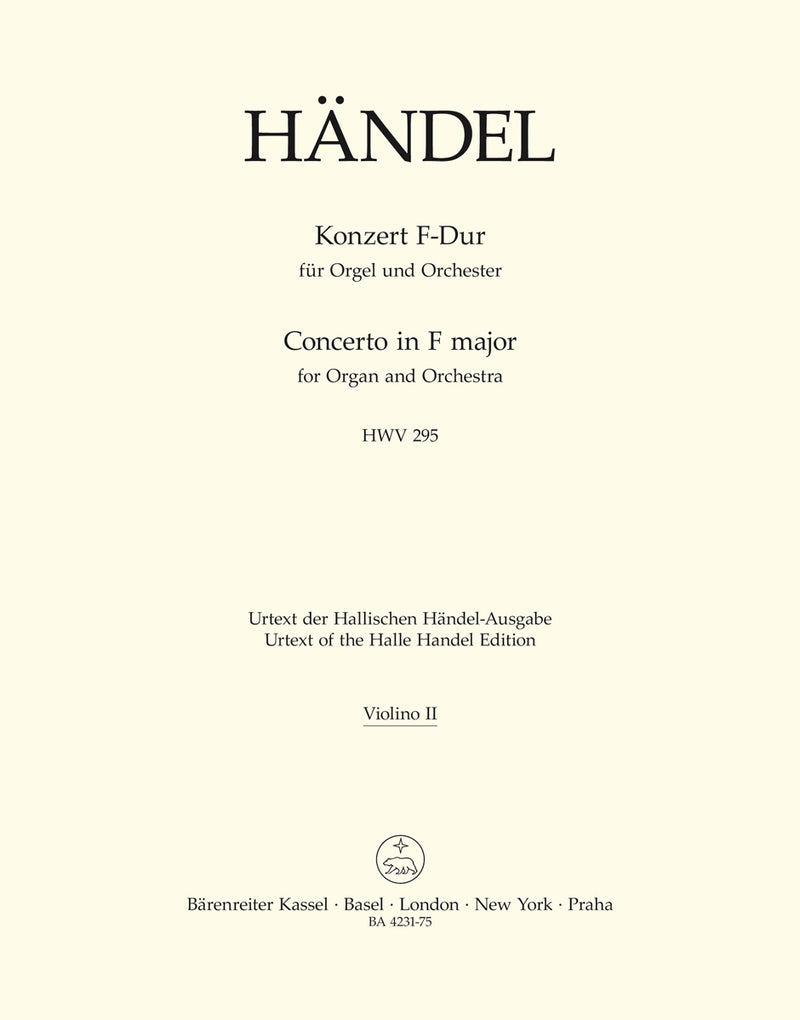 Concerto for organ and orchestra Nr. 13 F major HWV 295 "The Cuckoo and the Nightingale" [Violin 2 part]