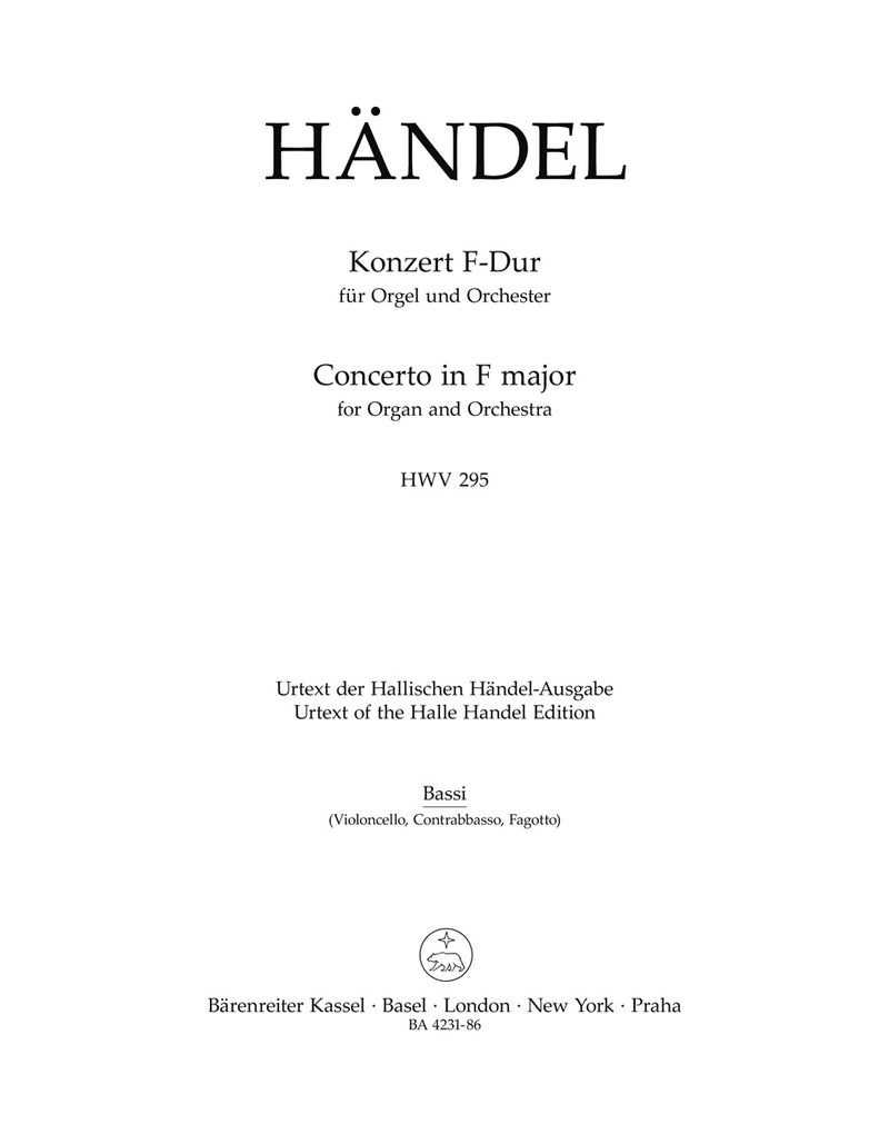 Concerto for organ and orchestra Nr. 13 F major HWV 295 "The Cuckoo and the Nightingale" [Cello/bass/bassoon part]