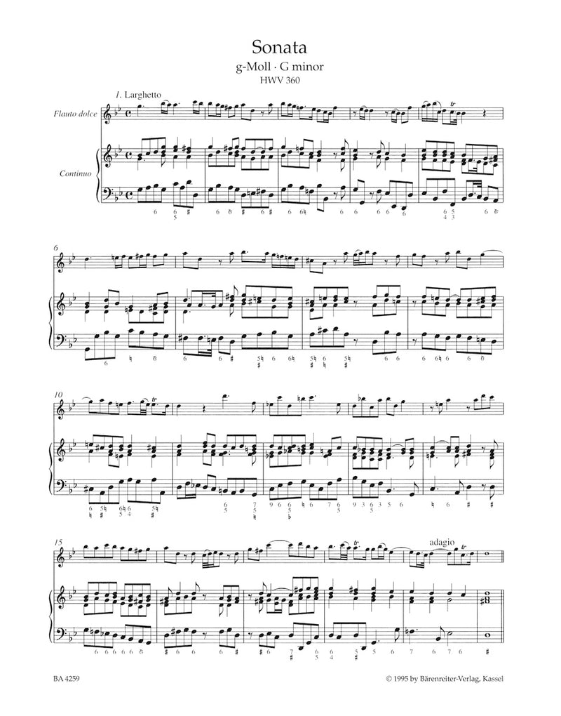 Complete Sonatas for Recorder and Basso continuo