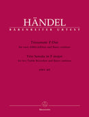 Trio Sonata F major for Two Alto Recorders and Basso continuo HWV 405 [score & parts]