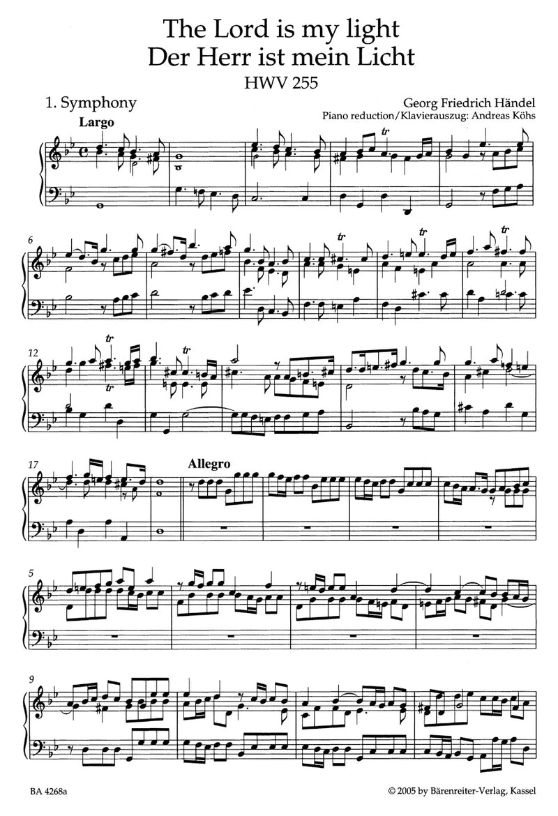 The Lord is my light HWV 255 （ヴォーカル・スコア）