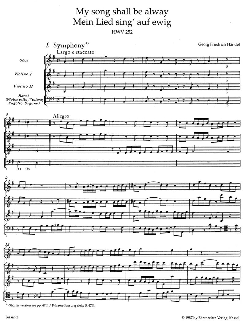 My song shall be alway HWV 252 [score]