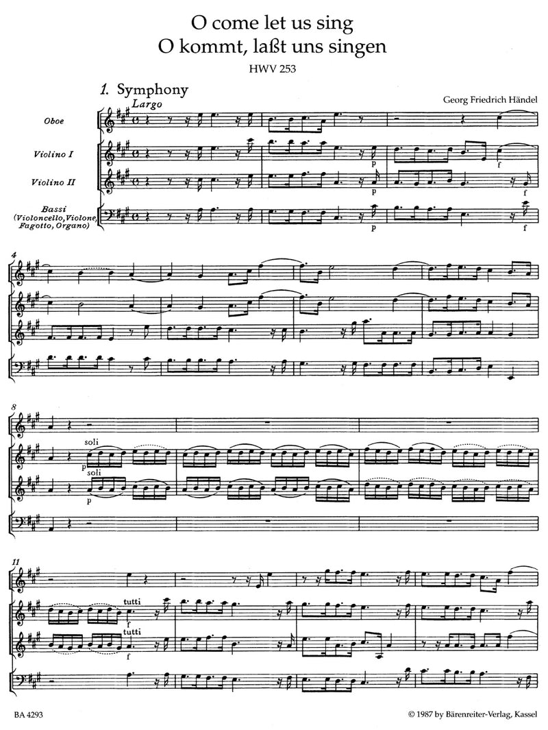 O come let us sing HWV 253 [score]