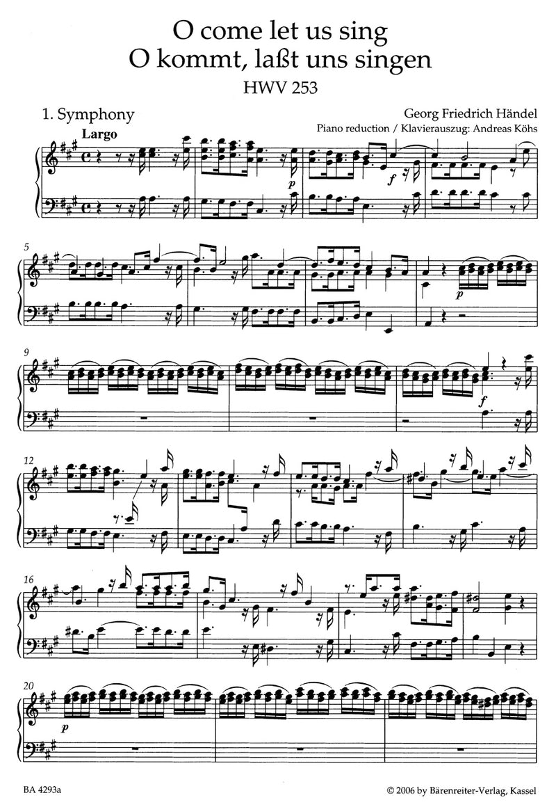 O come let us sing HWV 253 （ヴォーカル・スコア）