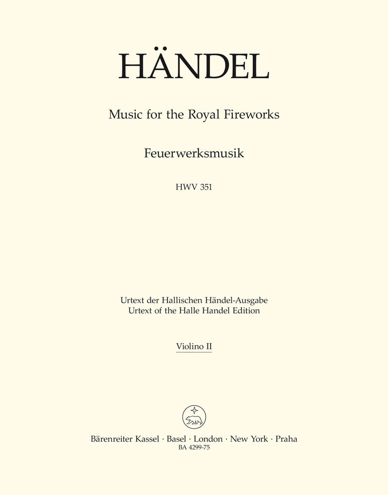 Music for the Royal Fireworks HWV 351 [violin 2 part]