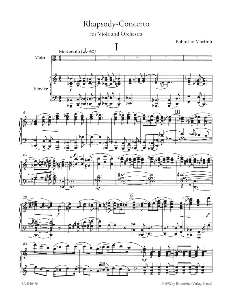 Rhapsody-Concerto for Viola and Orchestra (1952) （ピアノ・リダクション）