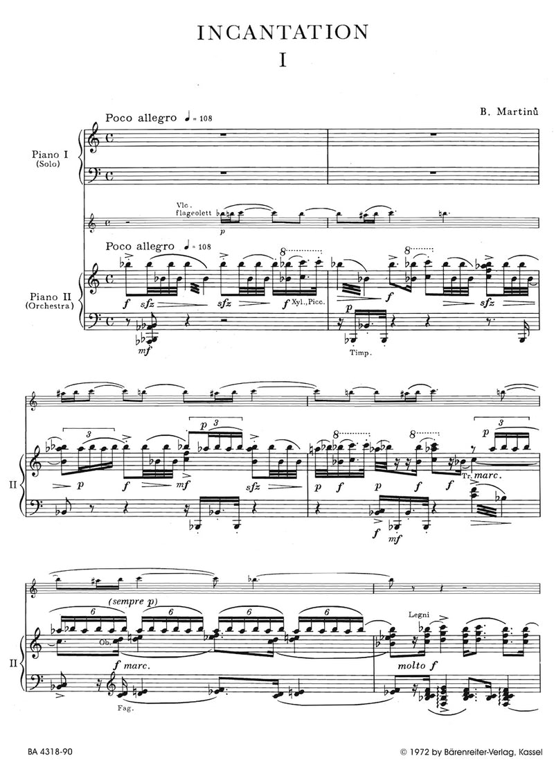 Incantation (1955/56) -4th Piano Concerto- （ピアノ・リダクション）