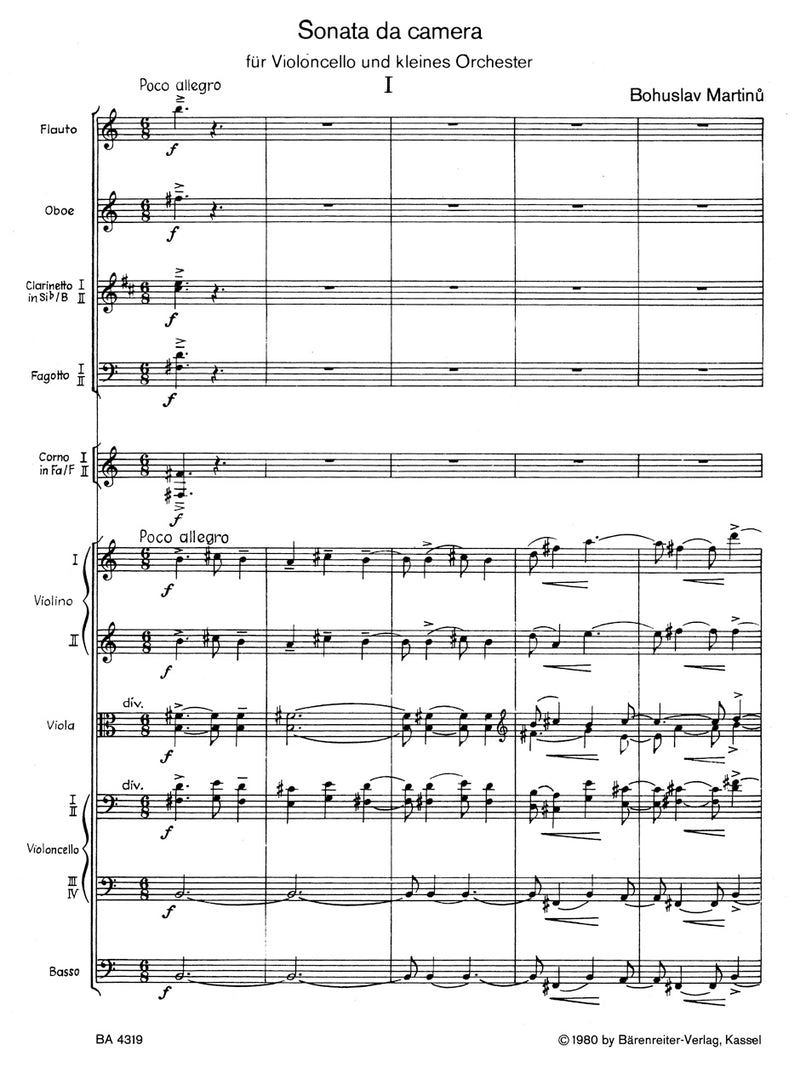 Sonata da camera for Violoncello and Chamber Orchestra (1940)（ポケットスコア）