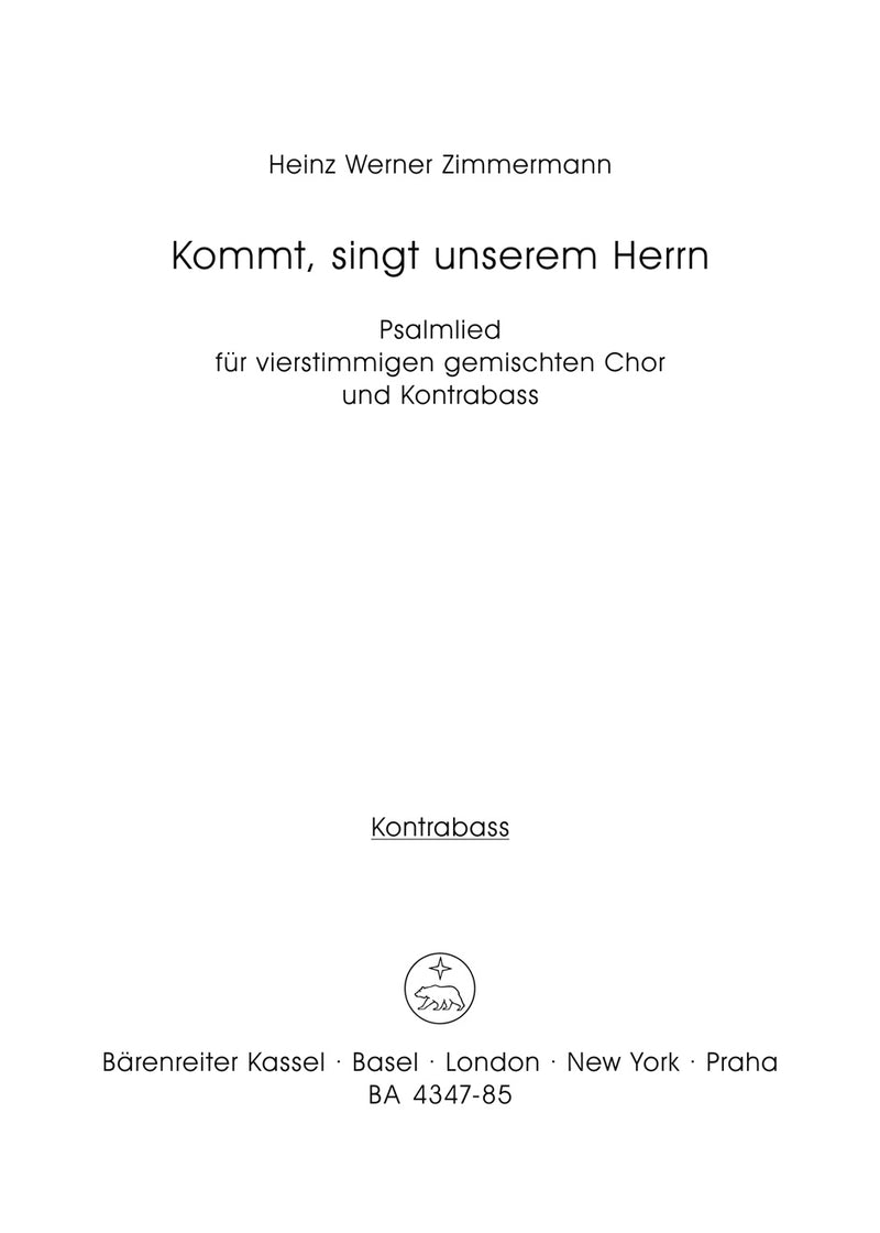 Kommt, singt unserem Herrn [double bass part]