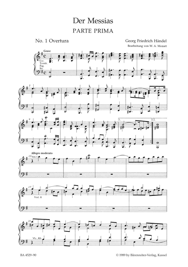 The Messiah K. 572 (arrangement of Wolfgang Amadeus Mozart) （ヴォーカル・スコア）